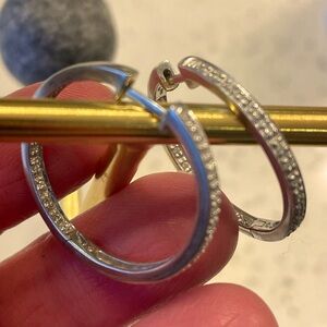 Diamond 14k white gold hoop earrings